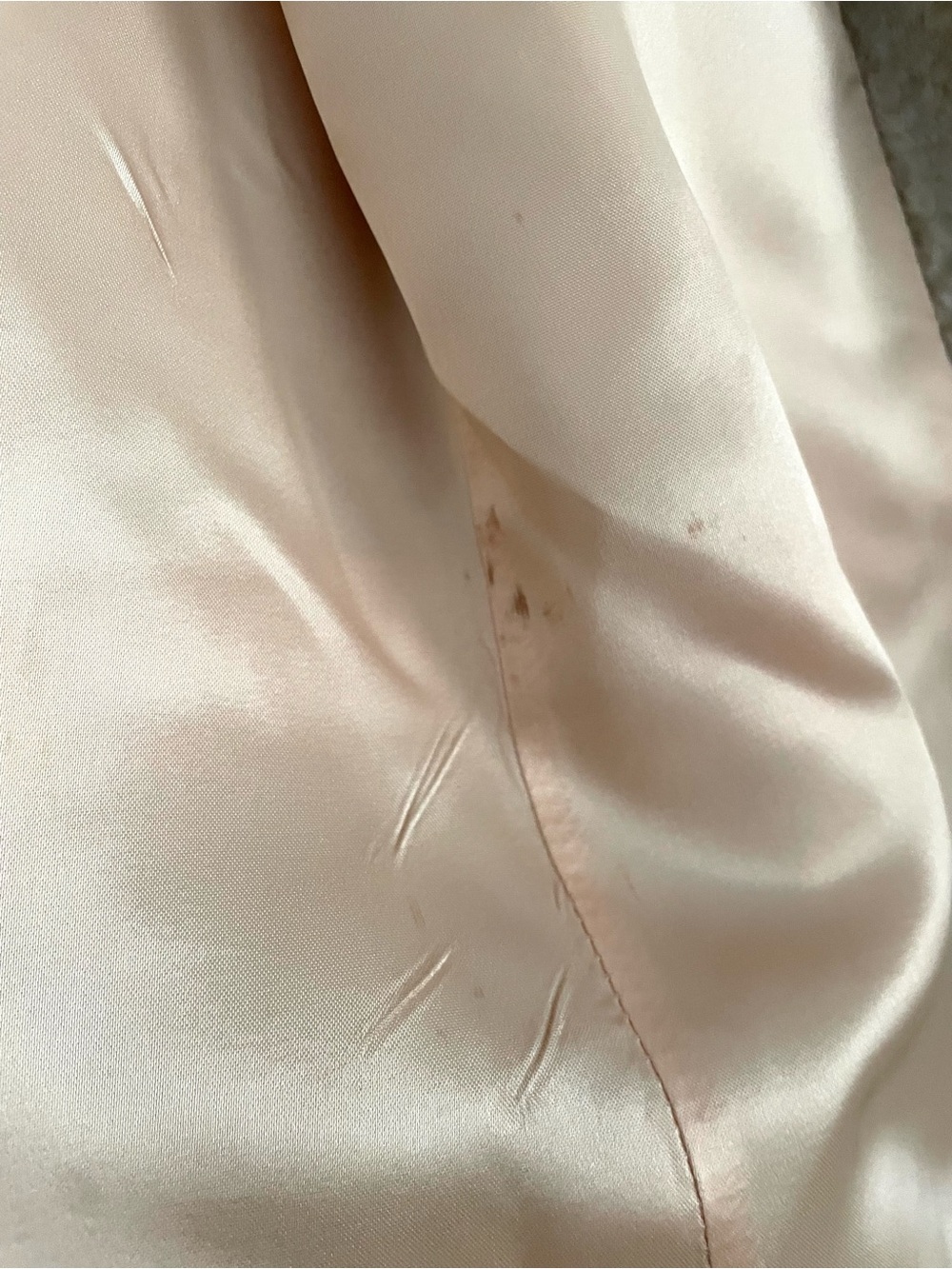 Vintage 60s Faux Fur Shawl Collar Coat Cream Waist Tie Satin Lining - Picture 9 of 15